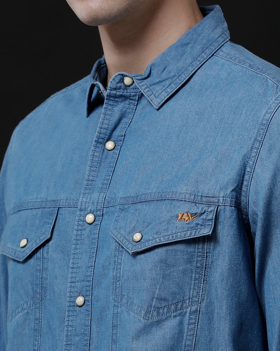 Chemise décontractée en jean slim homme (APOKE)