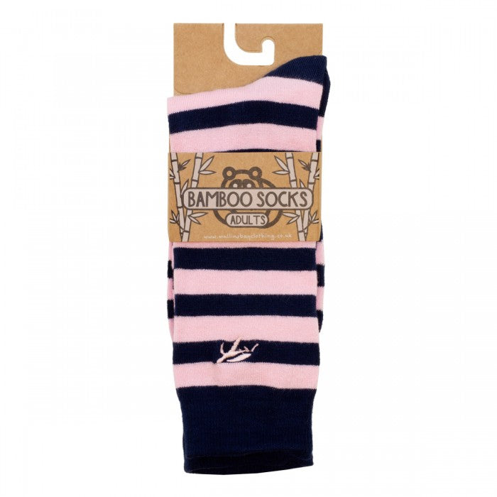 Mullins Bay Children's Bamboo Socks - Navy / Pink Stripe