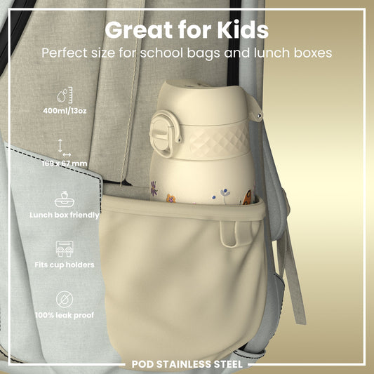 Leak Proof Kids Water Bottle, Stainless Steel, Bugs Life, 400ml (13oz)