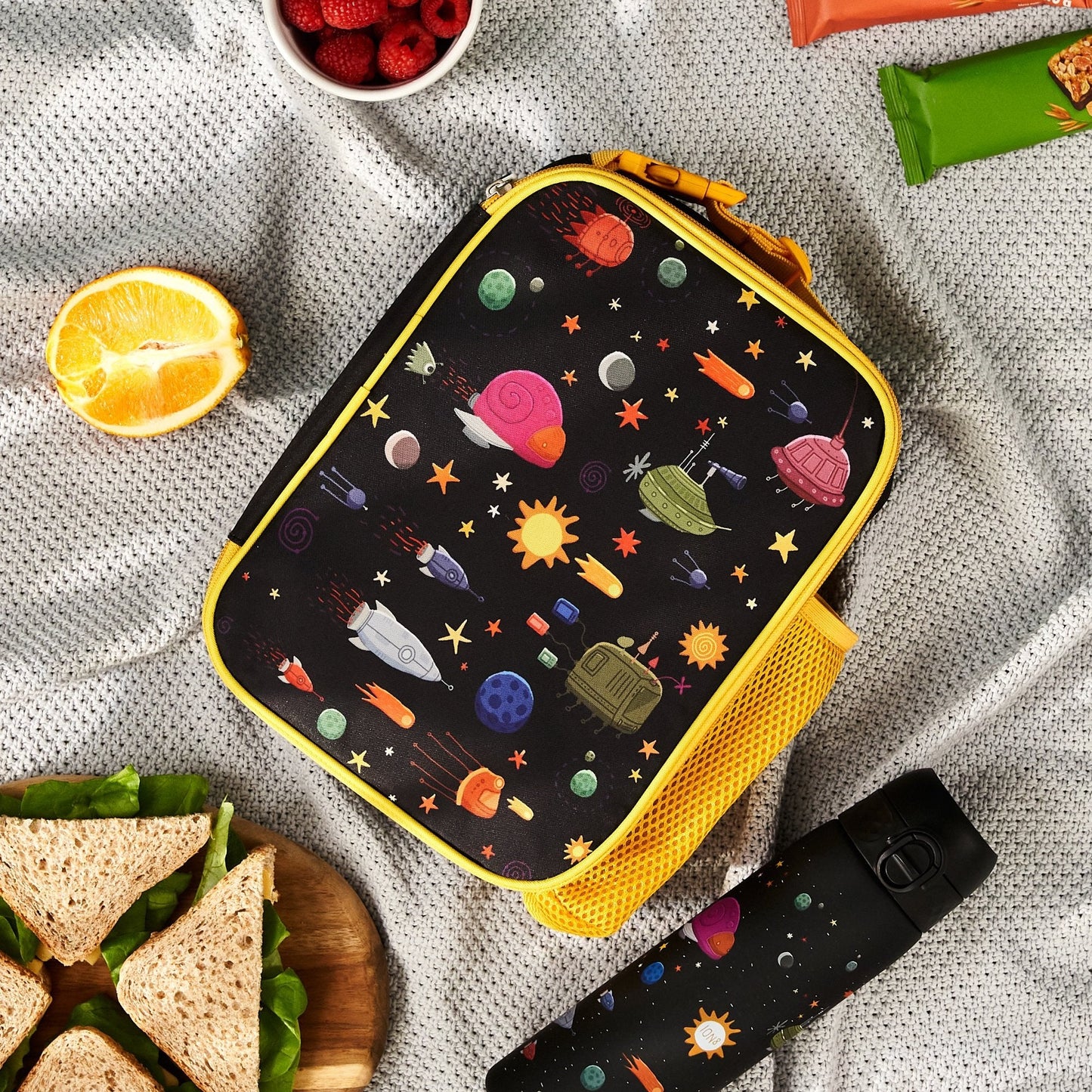 Kids Lunch Bag, Insulated, Spaceships, Medium