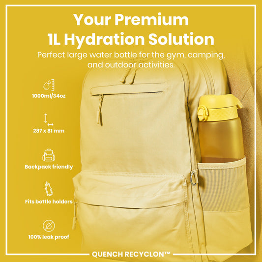 Leak Proof 1 litre Water Bottle, Recyclon, Yellow, 1L
