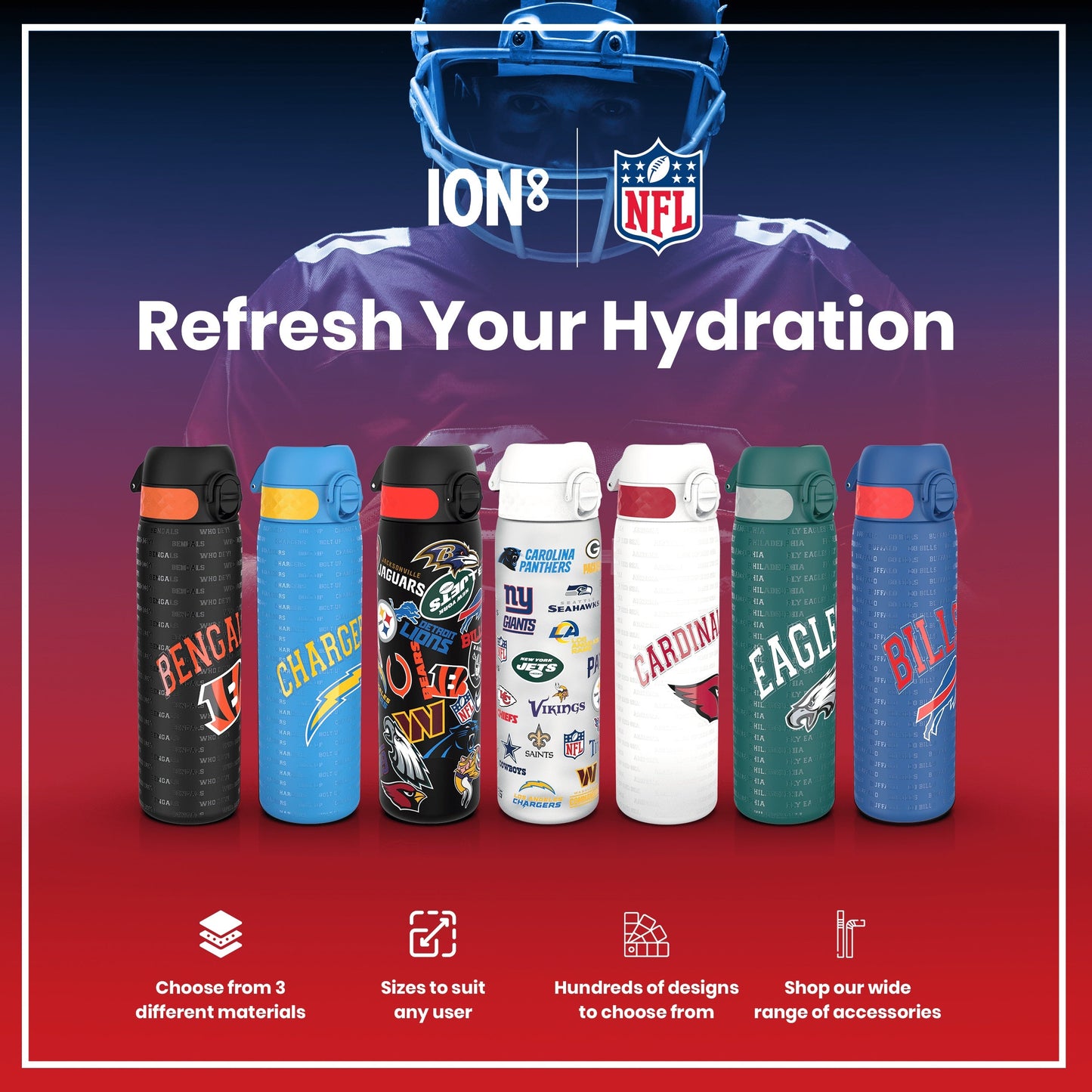 Leak Proof NFL Water Bottle, Stainless Steel, New York Jets, 600ml (20oz)