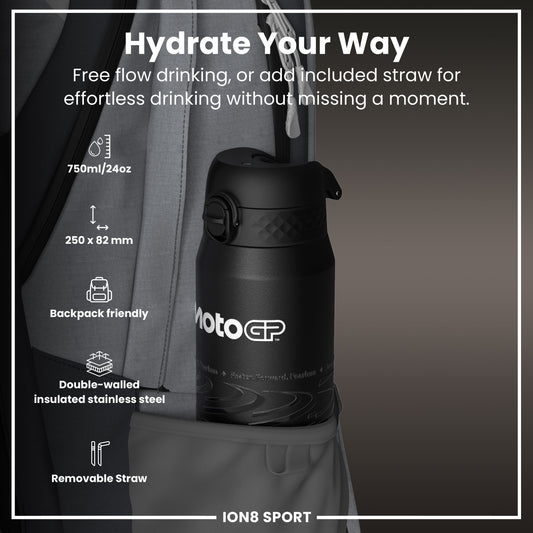 MotoGP x ION8 Insulated Steel Water Bottle, MotoGP Lean, 750ml (24oz)