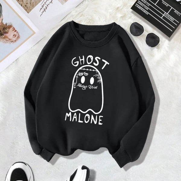 Velvet hoodie round neck letter print
