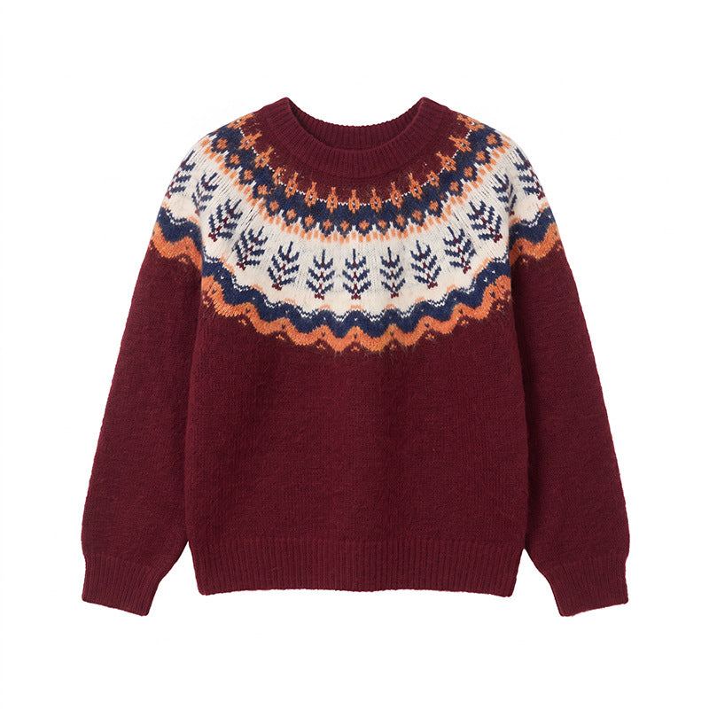 Round neck long sleeved sweater