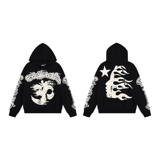 Street hip-hop versatile casual printed hoodie