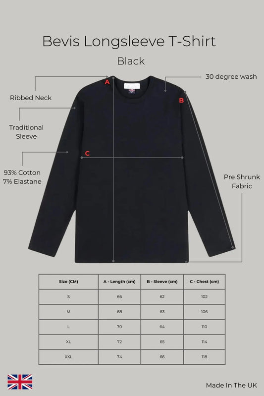 Bevis Long Sleeve Cotton t-shirt -Black