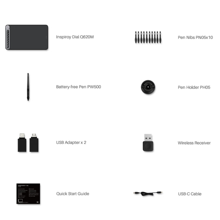 HUION Q620M 5080 LPI Wireless Art Drawing Tablet for Fun, with Battery-free Pen & Pen Holder