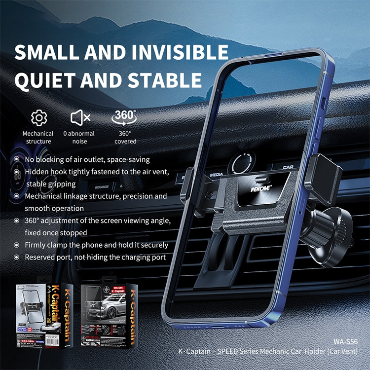 Support de téléphone pour sortie d'air de voiture WK WA-S56 K Captain Speed Series