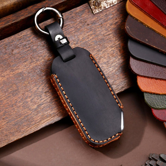 Hallmo Étui de protection en cuir de vachette pour clés de voiture KIA (noir)