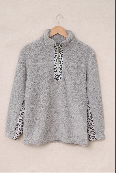 Lacole Leopard Sherpa Sweatshirt