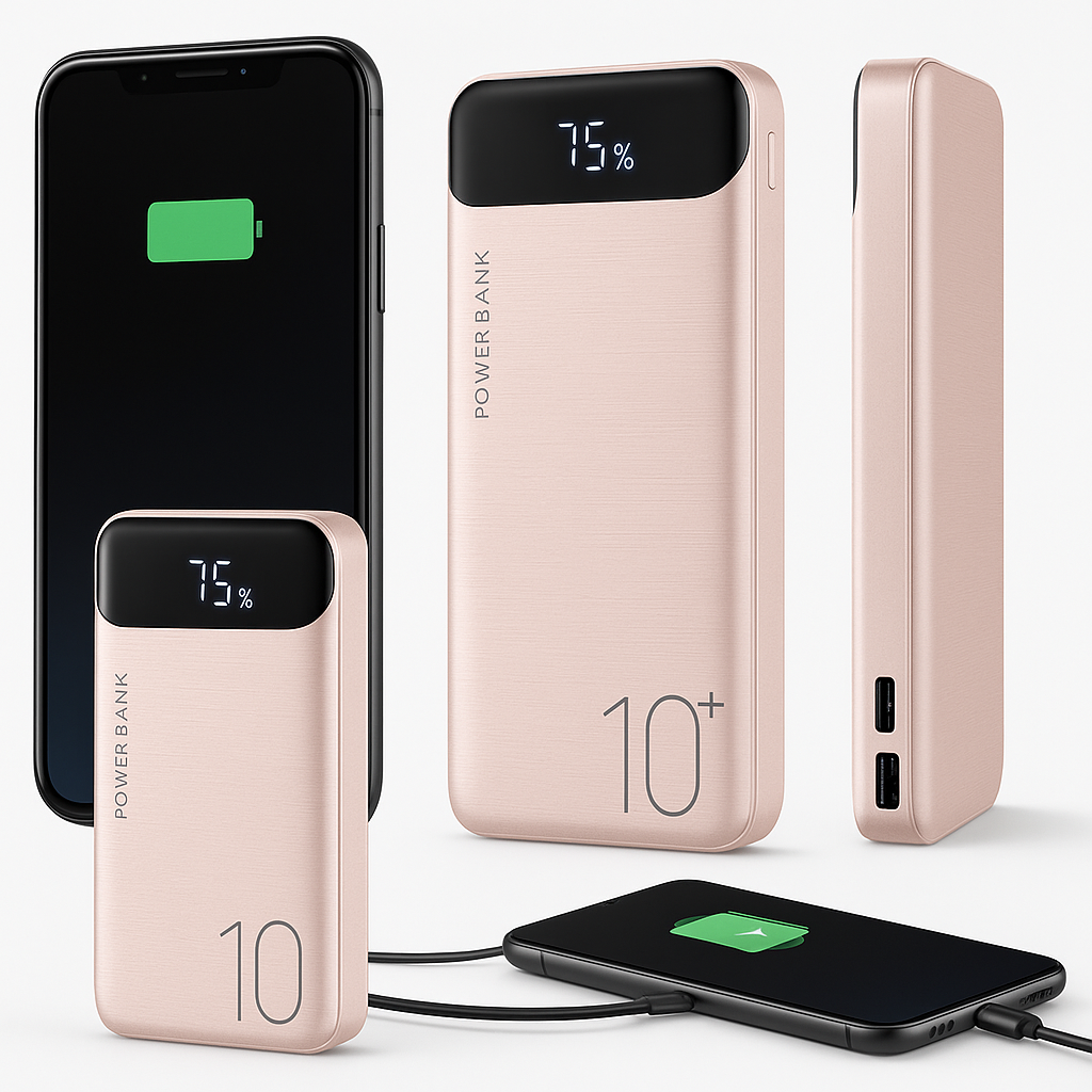 10000mAh Portable Power Bank β Fast Charging USB Charger with LED Digital Display, Dual USB Output, Type-C/Micro Input β Compatible with iOS & Android Devices