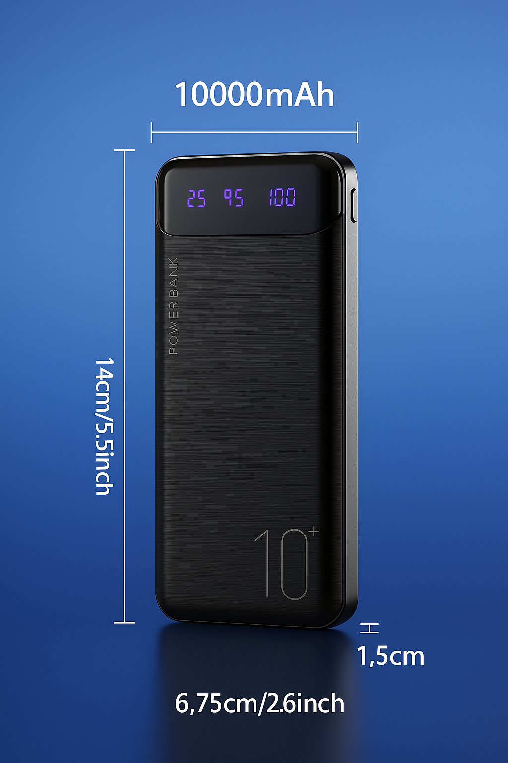 10000mAh Portable Power Bank β Dual USB Output, Fast Charging 5V/2.1A USB Charger with LED Digital Display, Type-C/Micro Input β Compatible with iOS & Android Devices