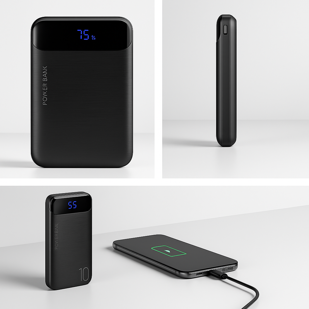 10000mAh Portable Power Bank β Dual USB Output, Fast Charging 5V/2.1A USB Charger with LED Digital Display, Type-C/Micro Input β Compatible with iOS & Android Devices