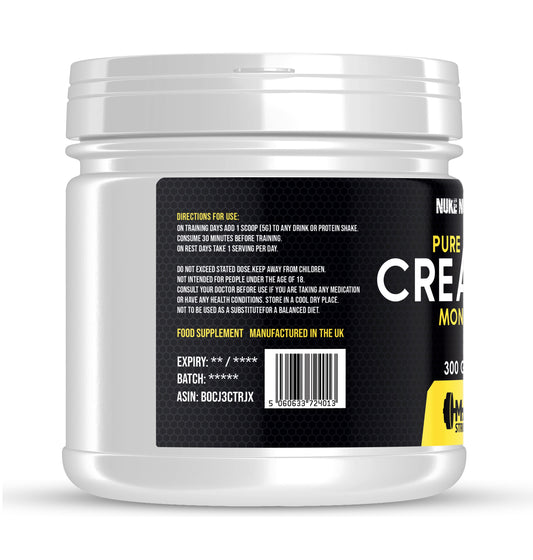 Creatine Monohydrate Powder 300g High Strength & Micronised for Maximum Absorbency Muscle Growth & Strength
