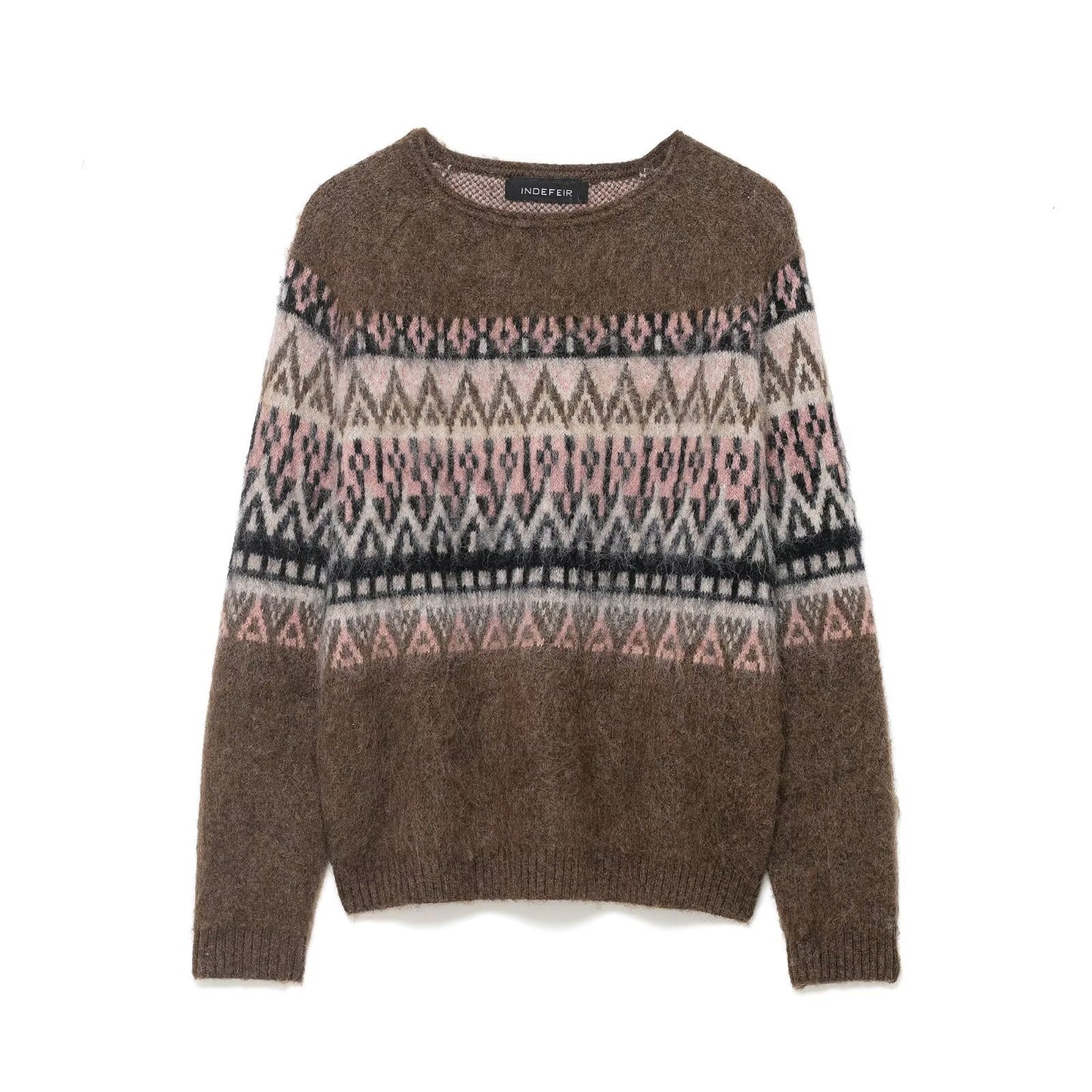 Leisure and Lazy Color Brushing Effect Jacquard Knitted Shirt