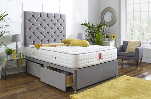 Royal Chester Divan Bed Set with Tall Button Headboard