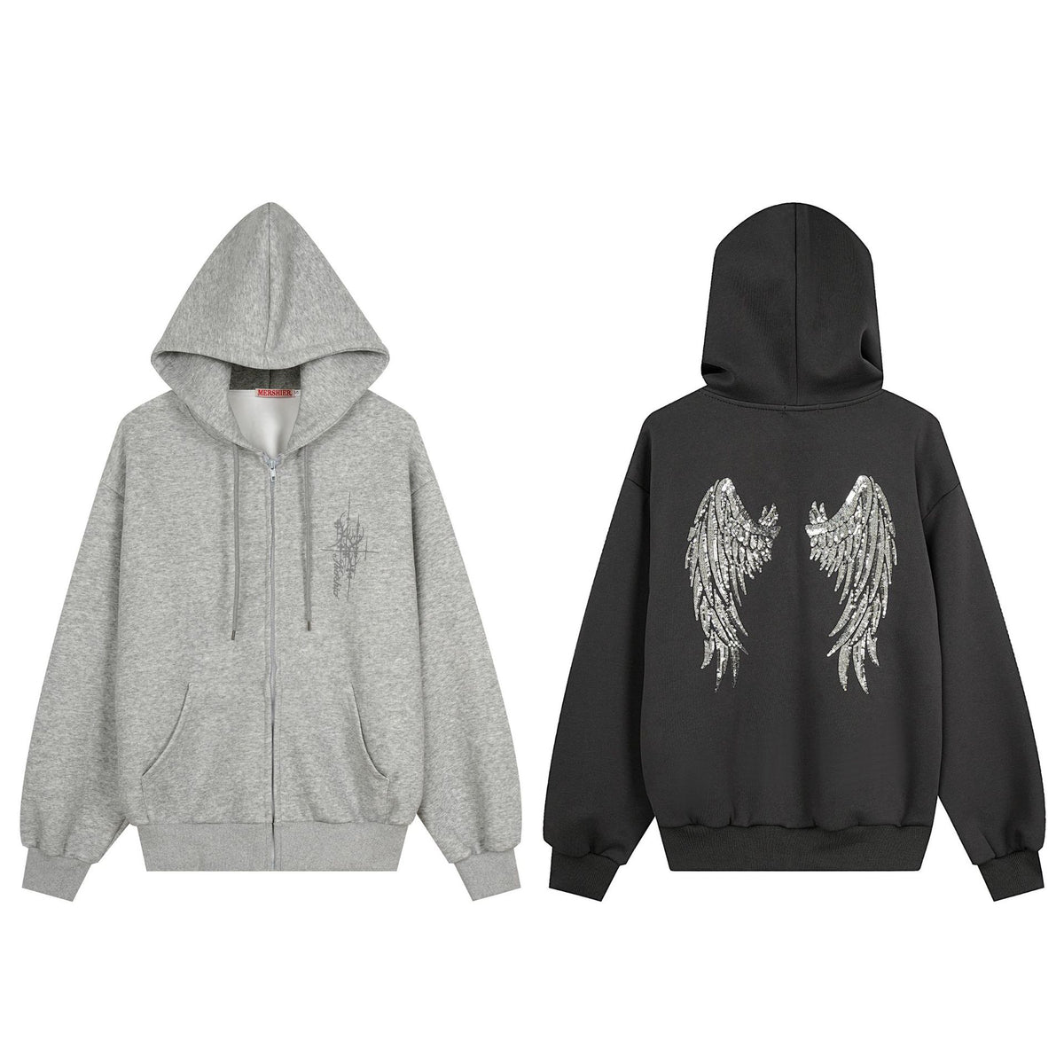 Graffiti print oversized hooded open front sweatshirt - view 4