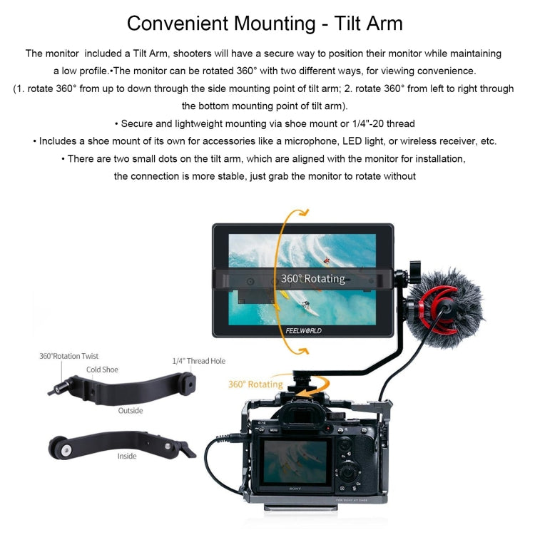 FEELWORLD SH7 7-inch Ultra Bright 2200nit On-camera Monitor SDI HDMI Cross Conversion (Black)
