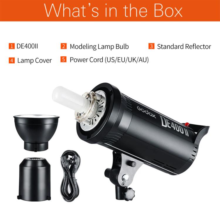 Godox DE400II 400Ws Studio Flash Light Strobe Lamp Head Bowens Mount Speedlight (EU Plug)