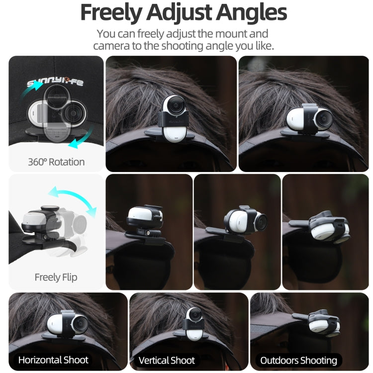 Pour Insta360 GO3 / GO 3S Pince de fixation Sunnylife pour casquette de baseball Support à dégagement rapide pour caméra POV Vlog (Noir)