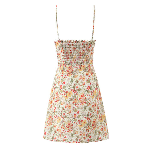 Floral Short A-Line Dress with Straps