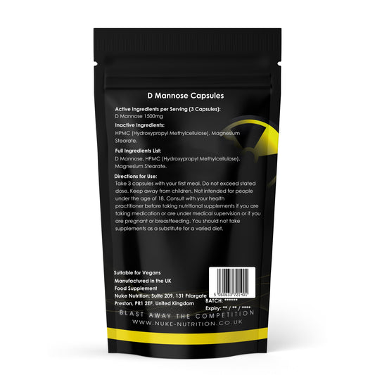 D Mannose 1500mg Daily Dose Urinary Tract Infections (UTI) Bacteria Cleanse Capsules