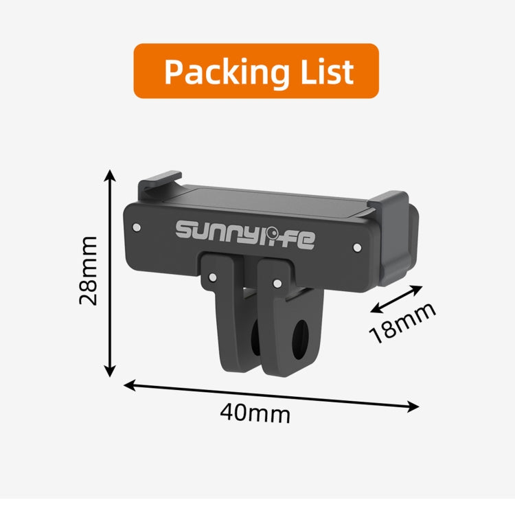 Sunnylife AD691 Magnetic Adapter Mount for DJI Osmo 360 / Action 2 / Osmo Action 3 / 4 (Black)
