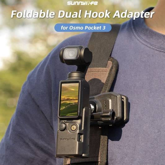 For DJI OSMO Pocket 4 / 3 Sunnylife Expansion Adapter Foldable Dual Hooks Adapter Protective Case Bracket (Black)