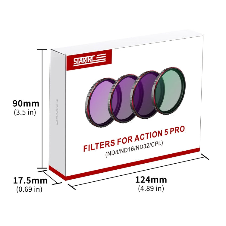 Pour DJI Osmo Action 5 Pro STARTRC Filtre d'objectif 4 en 1 CPL ND8 ND16 ND32
