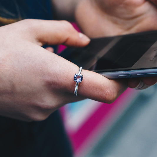 Light Purple Adjustable Crystal Ring Created with Zircondia® Crystals
