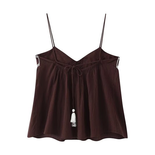 French style girl embroidered camisole top