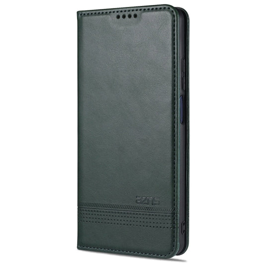For Xiaomi Mi 10T Lite 5G AZNS Magnetic Calf Texture Horizontal Flip Leather Case with Card Slots & Holder & Wallet(Drak Green)
