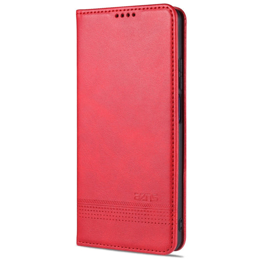 For Xiaomi Mi 10T Lite 5G AZNS Magnetic Calf Texture Horizontal Flip Leather Case with Card Slots & Holder & Wallet(Red)