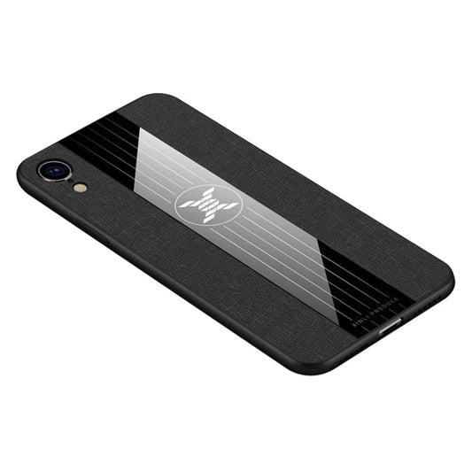 For iPhone XR XINLI Stitching Cloth Texture Shockproof TPU Protective Case(Black)