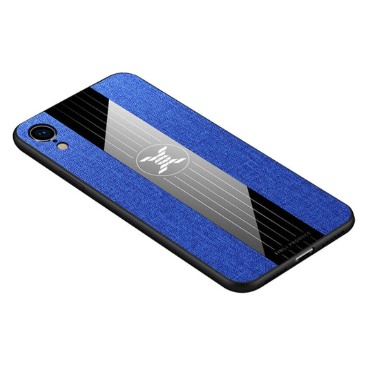For iPhone XR XINLI Stitching Cloth Texture Shockproof TPU Protective Case(Blue)