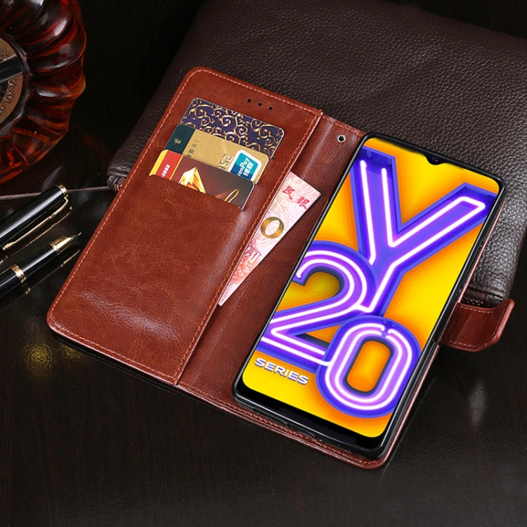 For vivo Y20A idewei Crazy Horse Texture Horizontal Flip Leather Case with Holder & Card Slots & Wallet(Dark Blue)