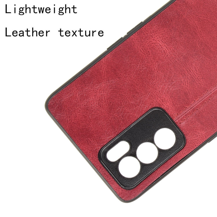 For OPPO Reno6 Pro Shockproof Sewing Cow Pattern Skin PC + PU + TPU Case(Red)