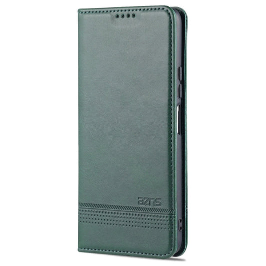For Xiaomi Redmi Note 10 Pro 5G AZNS Magnetic Calf Texture Horizontal Flip Leather Case with Card Slots & Holder & Wallet(Dark Green)