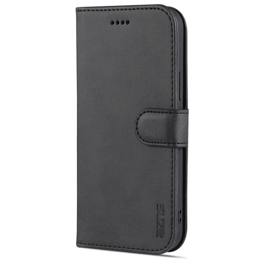 Pour iPhone 12 mini AZNS Étui en cuir à rabat horizontal avec texture veau, emplacements pour cartes et support et portefeuille (Noir)
