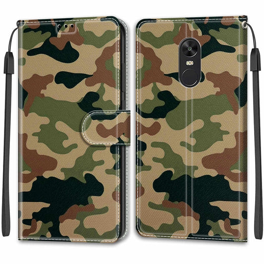 Pour Xiaomi Redmi Note 4X Étui en cuir PU à rabat horizontal avec fermoir magnétique, motif de couleur et fentes pour cartes (C12 Camouflage Vert Jaune)