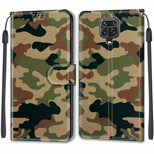 For Xiaomi Redmi Note 9S/9 Pro Voltage Coloured Drawing Magnetic Clasp Horizontal Flip PU Leather Case with Holder & Card Slots(C12 Green Yellow Camouflage)