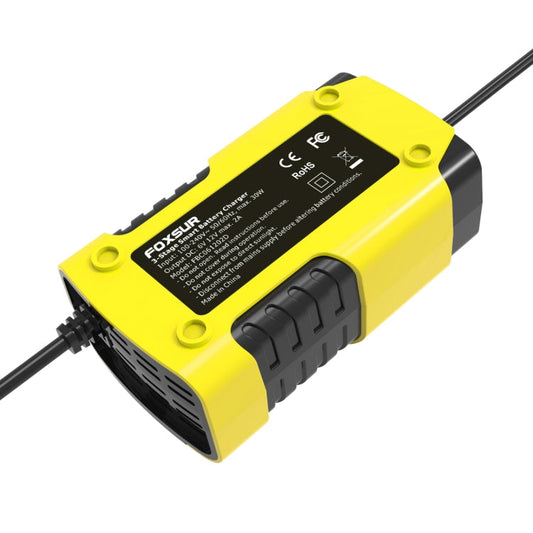 FOXSUR 2A / 6V / 12V Car / Motorcycle 3-stage Full Smart Battery Charger, Plug Type:US Plug(Yellow)