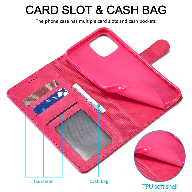 Pour iPhone 13 mini LC.IMEEKE Étui en Cuir à Rabat Horizontal Texture Veau avec Support et Fentes pour Cartes et Portefeuille (Rouge)