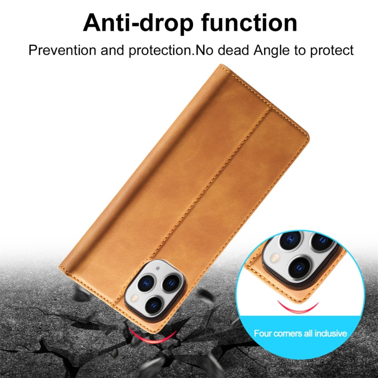 Pour iPhone 13 Pro LC.IMEEKE Étui en cuir à rabat horizontal avec support et fentes pour cartes et portefeuille en PU magnétique puissant + TPU mat (marron)