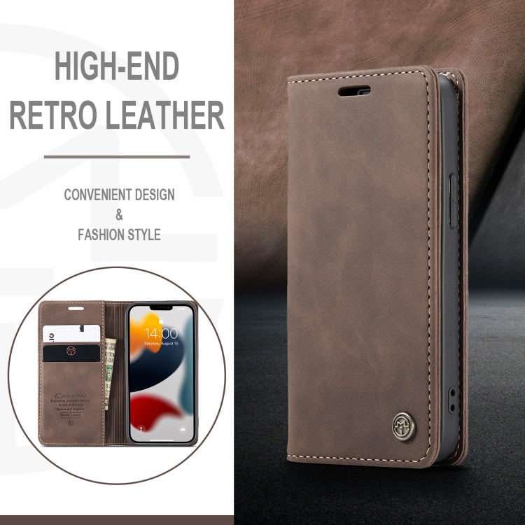For iPhone 13 mini CaseMe-013 Multifunctional Retro Frosted Horizontal Flip Leather Case with Card Slot & Holder & Wallet (Coffee)