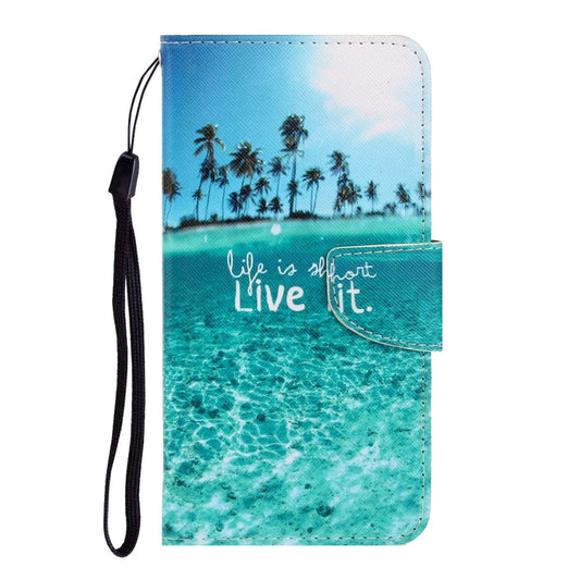 For iPhone SE 2022 / SE 2020 / 8 / 7 3D Colored Drawing Horizontal Flip PU Leather Case with Holder & Card Slots & Wallet(Coconut Tree)