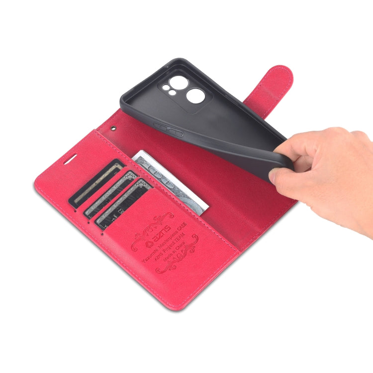 For OPPO Reno7 5G AZNS Sheepskin Texture Flip Leather Phone Case(Red)