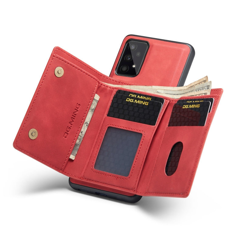 For Samsung Galaxy A53 5G DG.MING M1 Series 3-Fold Multi Card Wallet Phone Case(Red)
