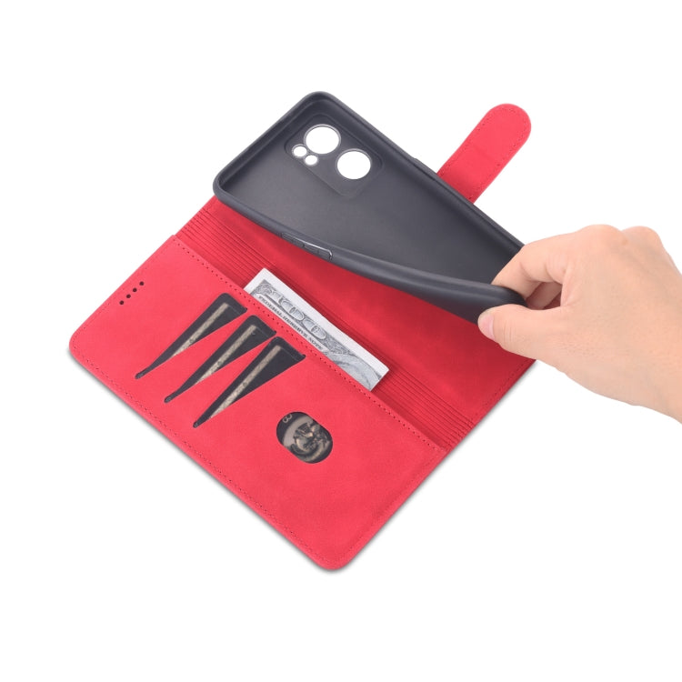 For OPPO Reno7 Global AZNS Skin Feel Calf Texture Flip Leather Phone Case(Red)